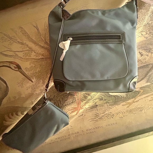 New Maxx New York Multi Purpose Steel Blue Bag with Pouch Nylon & Leather - Picture 5 of 7